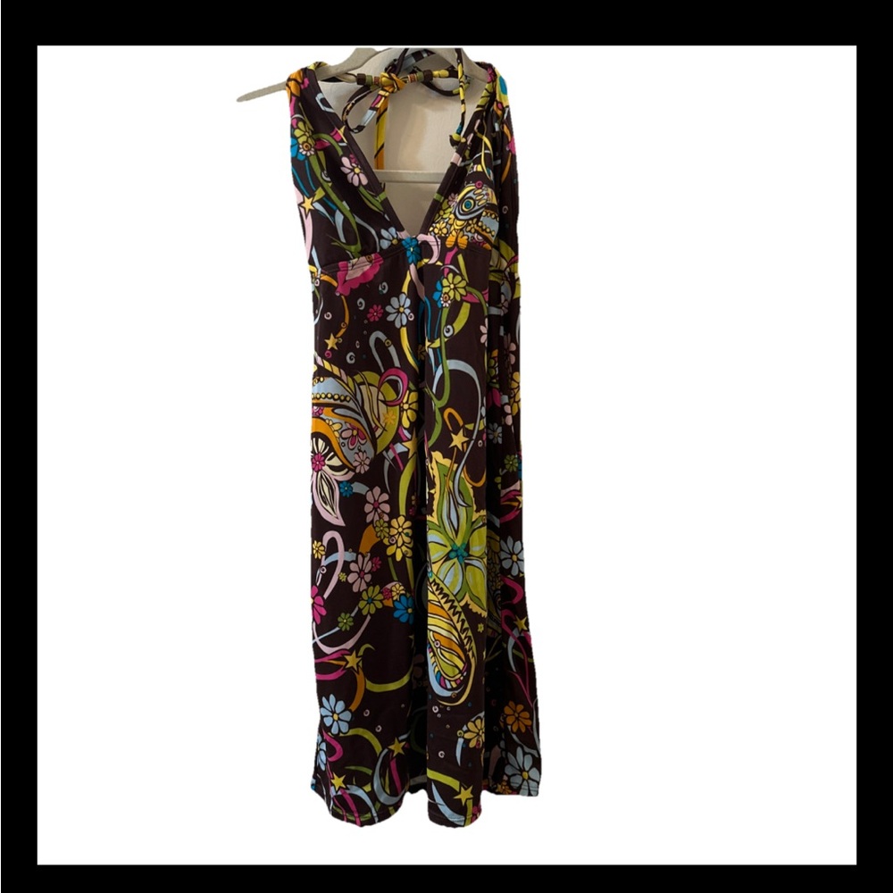 SACRED SURF HAWAII Brown and Yellow Sundress Resort Coverup